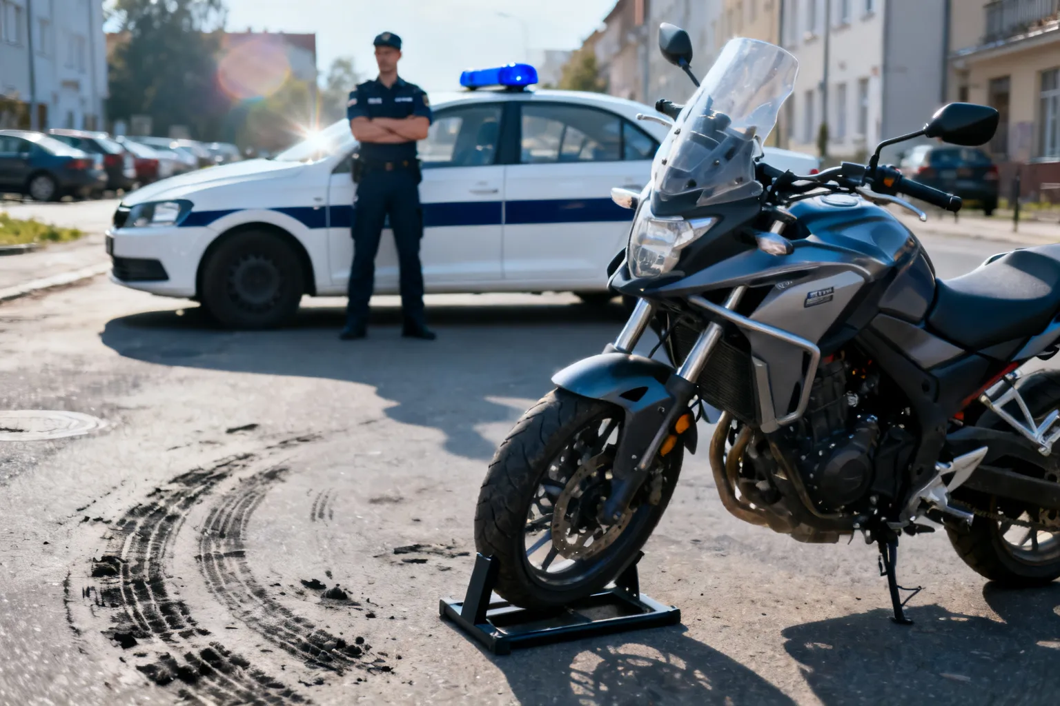 Motocyklista wykonywał 'stunta' na parkingu. Policja zatrzymała prawo jazdy