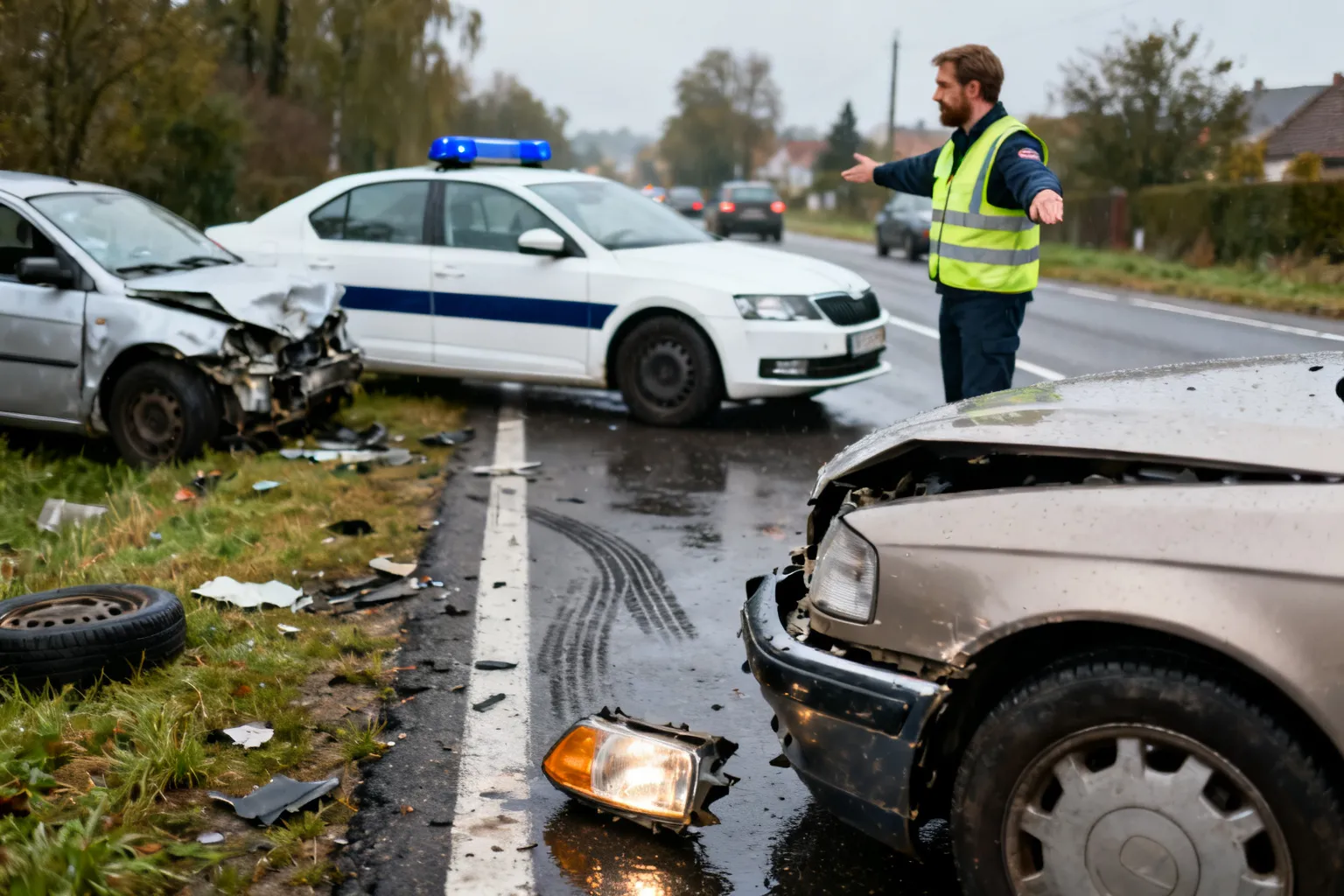 Groźne zdarzenie na DK-81 w Pawłowicach — trzy pojazdy zderzyły się przed 14