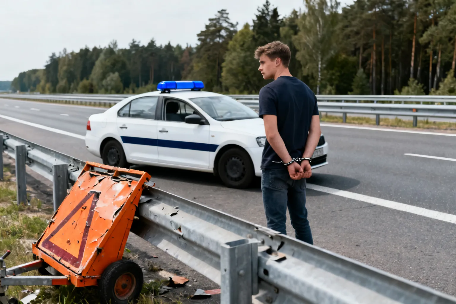 24-latek w areszcie po zderzeniu z przyczepką sygnalizacyjną na A1