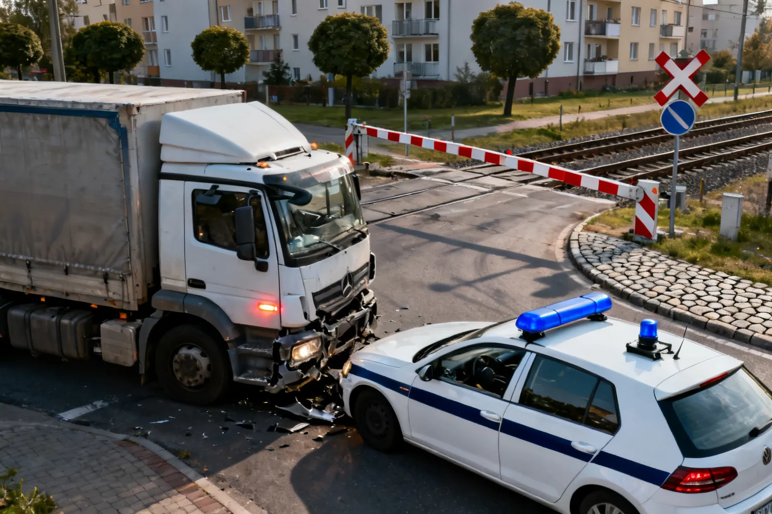 Ciężarówka wjechała na przejazd przy czerwonym – kierowca stanie przed sądem